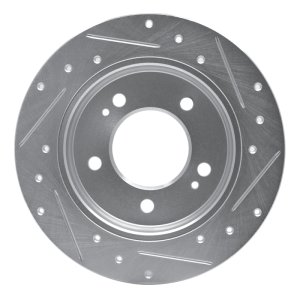 Hyundai Elantra GT Brake Rotor (1) - Rear Left - R1 Concepts - Drilled & Slotted - Silver - `17-`25